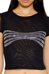 Mesh Rhinestone Cropped Tee | Forever 21 Womens