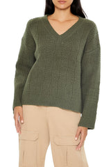 Geo V-Neck Drop-Sleeve Sweater | Forever 21 Womens