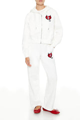 Embroidered Devil Heart Zip-Up Hoodie | Forever 21 Womens
