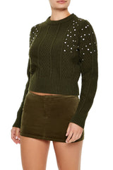 Faux Gem Cable Knit Sweater | Forever 21 Womens