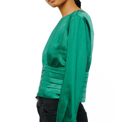 Fosi Pleated Waistband Satin Top | Forever 21 Womens