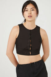 Button-Front Mesh Crop Top | Forever 21 Womens