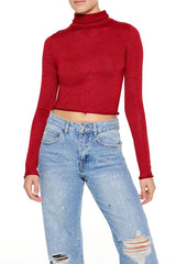 Glitter Knit Turtleneck Crop Top | Forever 21 Womens