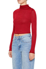 Glitter Knit Turtleneck Crop Top | Forever 21 Womens