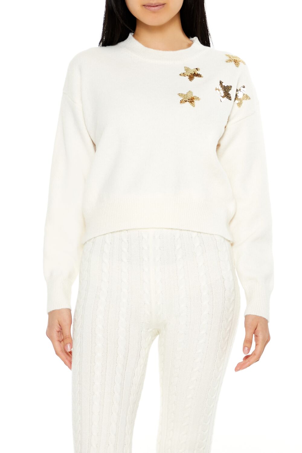 Sequin Star Drop-Sleeve Sweater | Forever 21 Womens