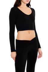 V-Neck Long-Sleeve Crop Top | Forever 21 Womens