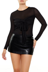 Ruched Mesh Tie-Front Top | Forever 21 Womens