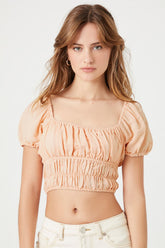 Shirred Puff-Sleeve Crop Top | Forever 21 Womens