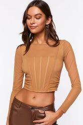 Illusion Neckline Corset Crop Top | Forever 21 Womens