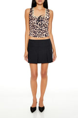 Satin Leopard Print Ribbon Crop Top | Forever 21 Womens