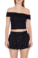 Mesh Off-the-Shoulder Crop Top | Forever 21 Womens
