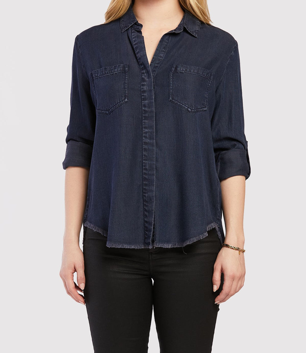 Riley Rolled Tab Sleeve Button Down Shirt Double Chest Pockets | Forever 21 Womens