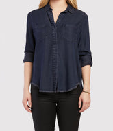 Riley Rolled Tab Sleeve Button Down Shirt Double Chest Pockets | Forever 21 Womens