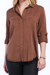 Riley Rolled Tab Sleeve Button Down Shirt Double Chest Pockets | Forever 21 Womens
