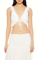Plunging Lace-Trim Crop Top | Forever 21 Womens