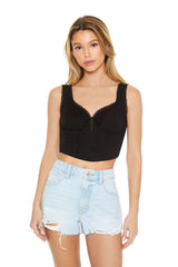 Ruched Lace-Trim Crop Top | Forever 21 Womens