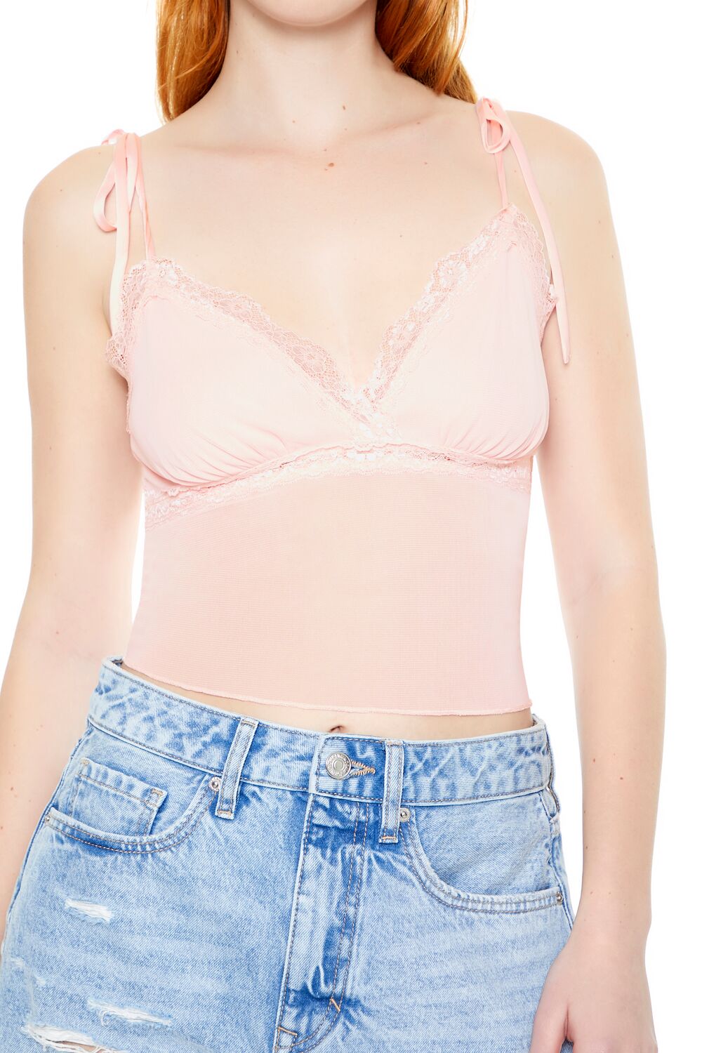 Mesh & Lace Tie-Strap Cami | Forever 21 Womens
