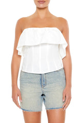 Poplin Flounce Tube Top | Forever 21 Womens