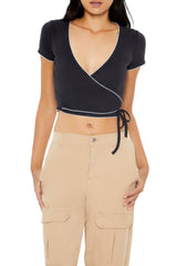 Pointelle Cropped Wrap Top | Forever 21 Womens