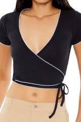 Pointelle Cropped Wrap Top | Forever 21 Womens