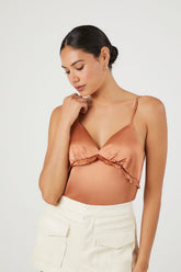 Satin Ruffle-Trim Bodysuit | Forever 21 Womens