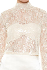 Sheer Lace Sequin Mock Neck Top | Forever 21 Womens