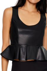 Faux Leather Peplum Crop Top | Forever 21 Womens