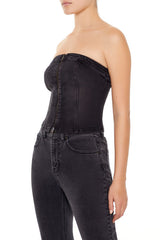 Denim Zip-Front Cropped Tube Top | Forever 21 Womens