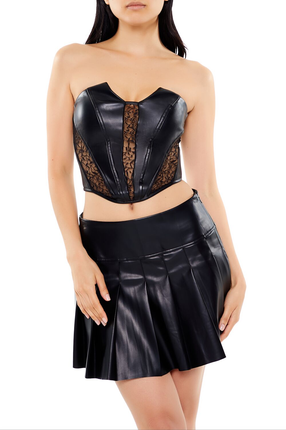 Faux Leather & Lace Tube Top | Forever 21 Womens