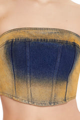 Sandblasted Denim Tube Crop Top | Forever 21 Womens