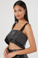 Satin Rhinestone Crop Top | Forever 21 Womens