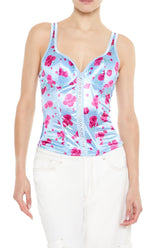 Rose Print Bustier Tank Top | Forever 21 Womens