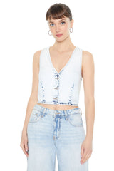 Cropped Bleach Wash Vest | Forever 21 Womens