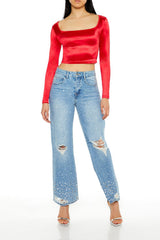 Satin Square-Cut Crop Top | Forever 21 Womens