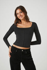 Fitted Long-Sleeve Crop Top | Forever 21 Womens