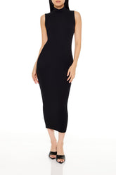 Ribbed Knit Mock Neck Midi Dress | Forever 21 Womens