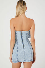 Rosette Denim Mini Tube Dress | Forever 21 Womens