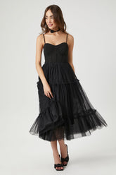 Tulle Ruffled Bustier Midi Dress | Forever 21 Womens