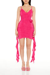 Ruched Rosette Ruffle Mini Dress | Forever 21 Womens