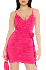 Ruched Rosette Ruffle Mini Dress | Forever 21 Womens