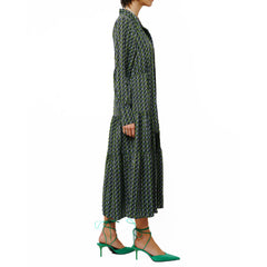 Zamara Tie Neck Long Sleeve Tier Maxi Dress | Forever 21 Womens