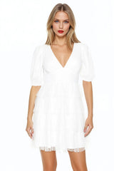 Clip-Dot Puff-Sleeve Mini Dress | Forever 21 Womens