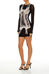 Mesh Garter Graphic Mini Dress | Forever 21 Womens