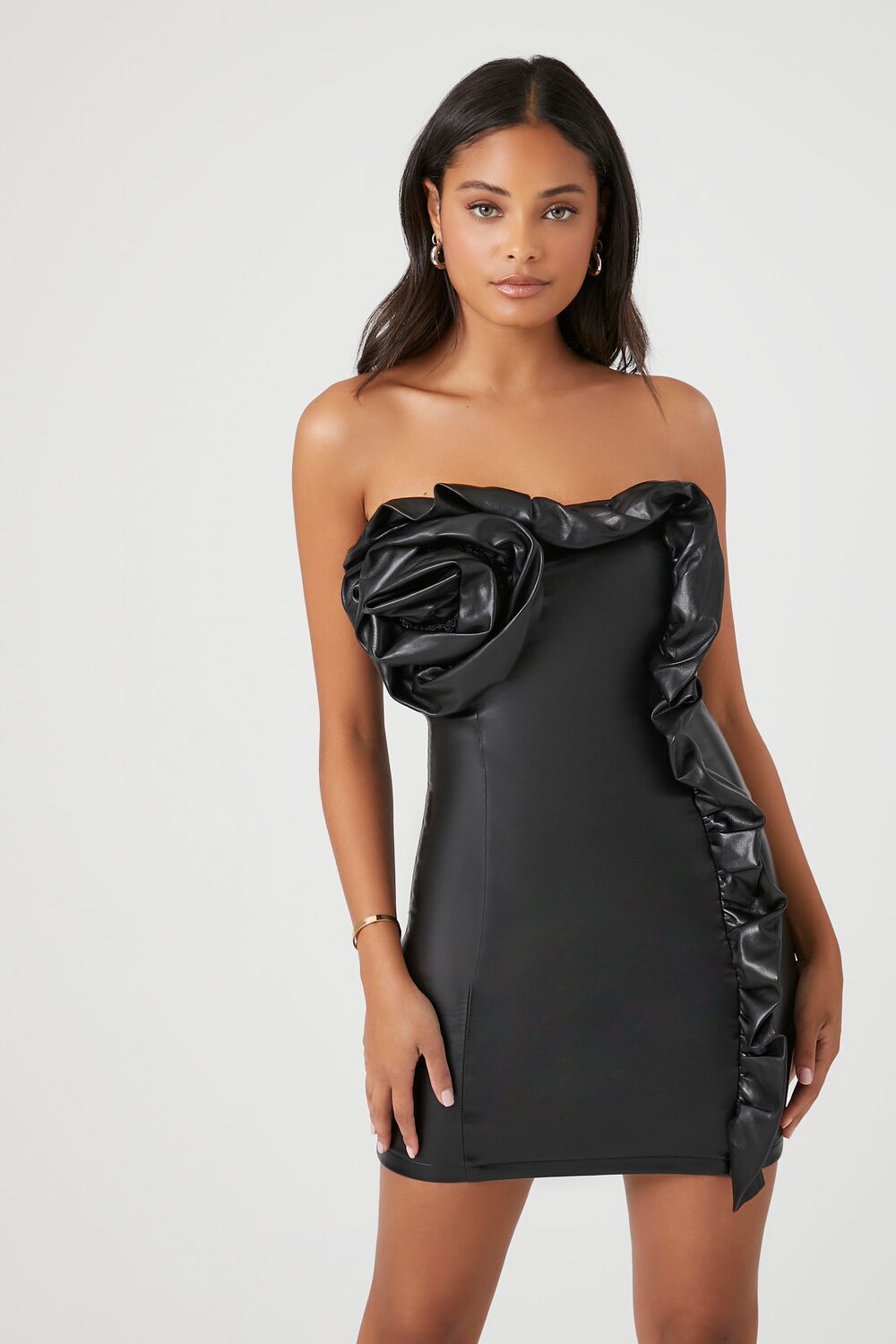 Faux Leather Rosette Tube Dress | Forever 21 Womens