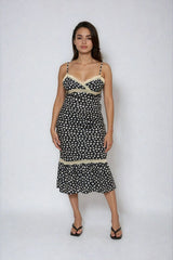 Polka Dot Lace-Trim Cami Midi Dress | Forever 21 Womens