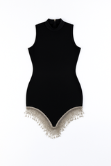 Rhinestone-Fringe Mock Neck Mini Dress | Forever 21 Womens