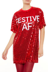 Sequin Festive AF T-Shirt Dress | Forever 21 Womens