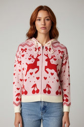 Reindeer Zip-Up Hoodie Sweater | Forever 21 Womens