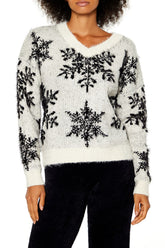 Fuzzy Knit Snowflake Sweater | Forever 21 Womens