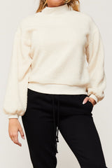 Domino Long Sleeve Pullover Top Ribbed Cuff Hem And Mock Neck | Forever 21 Womens